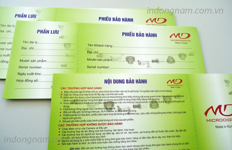 In phiếu bảo hành bế đường rãnh xé giữa