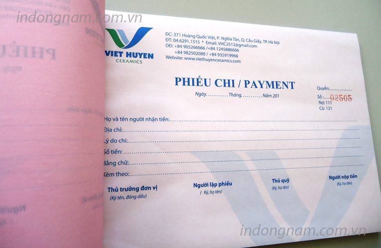 In phiếu chi A5 đóng số nhảy tự động